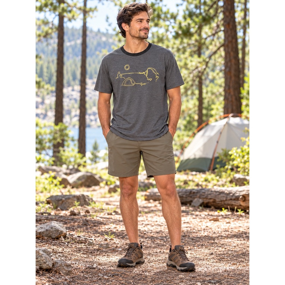 Prana Mens Breathe Ringer T-Shirt Gray Camping Graphic XL